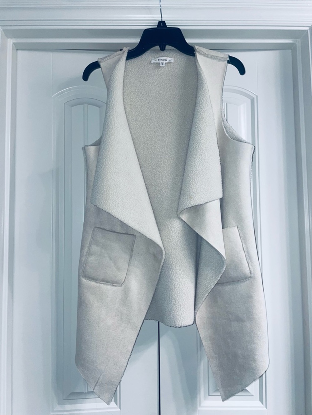 SD Collection Open-Front Faux Shearling Vest - Cream